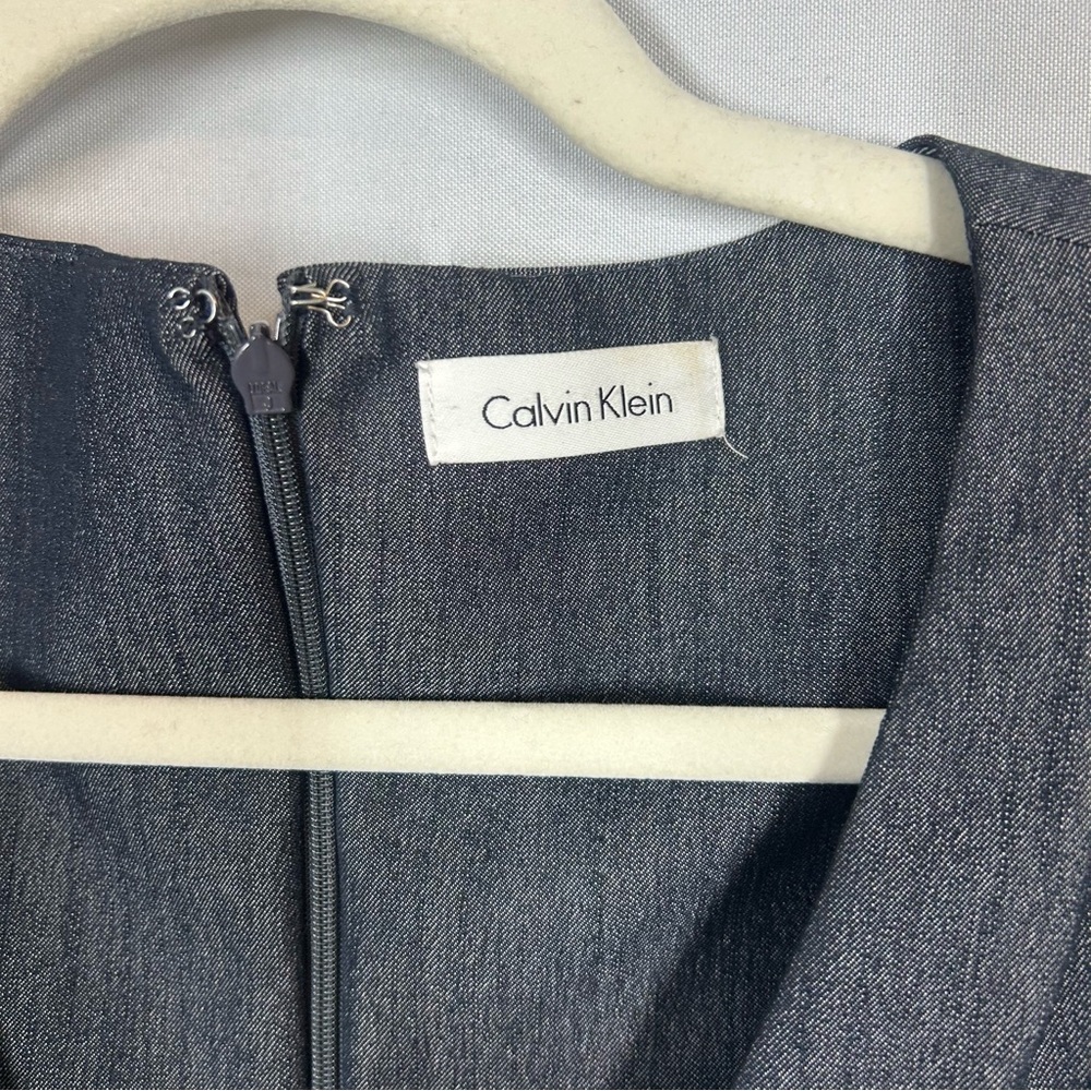 Calvin Klein | Gray V Neck Sleeveless Knee Length Dress Women's Size 10 - Picture 7 of 12